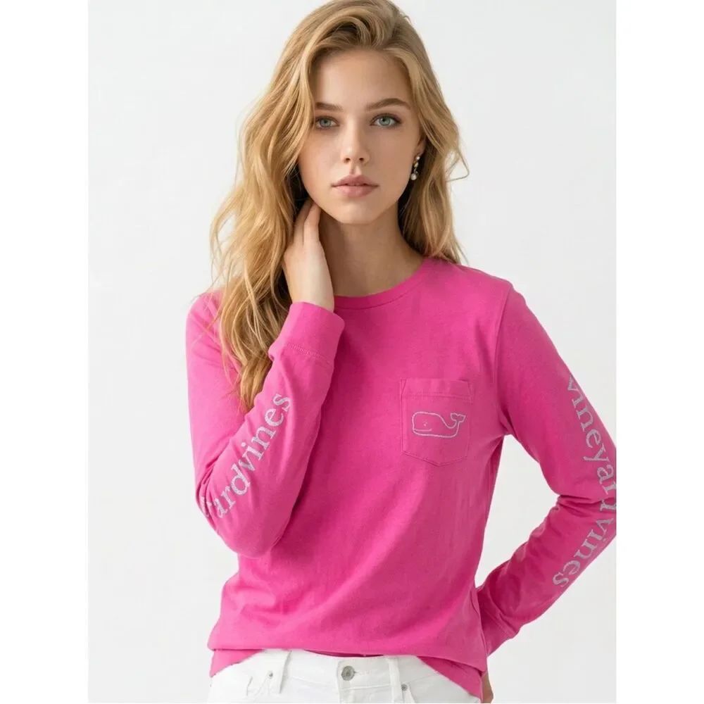 VINEYARD VINES | Long Sleeve Classic Logo Tee Pink